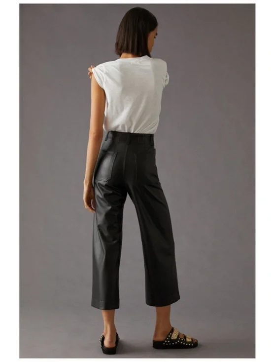 Colette Cropped Vegan Leather Pants - Picture 2 of 15
